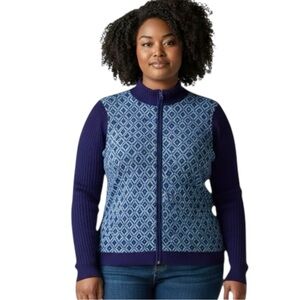 FOR CYNTHIA Quilted Sweater Jacket in Navy Size XL -- NWT -- GORGEOUS!!!
